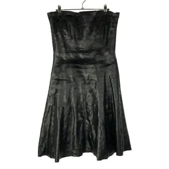 BCBGMaxAzria Harley Black Faux Leather Pleated A-Line Dress 10 - Picture 1 of 4